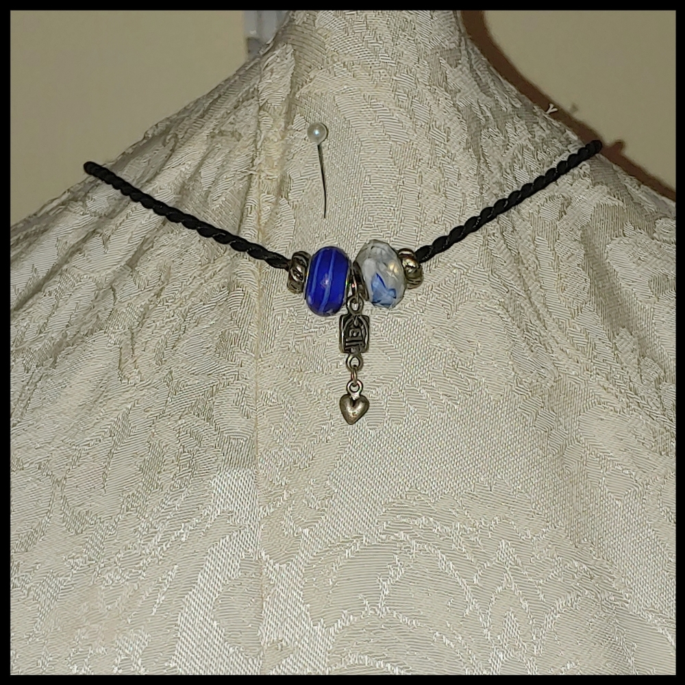 Rope Choker/Bracelet/Anklet with Blue Beads